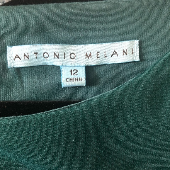 ANTONIO MELANI Fitted silhouette dark teal/green dress with lace sides. - Picture 4 of 5